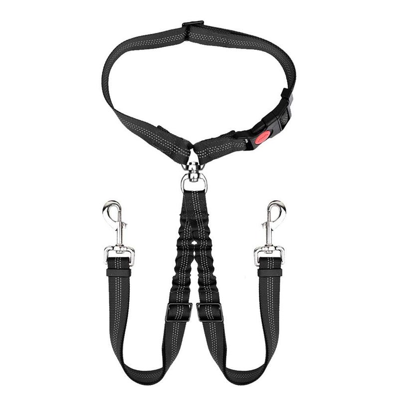 AUTOWT Double Dog Seat Belt, New Dual Pet Car Headrest Restraint Safety Seatbelt No Tangle Dog Leash Duty Adjust Elastic Bungee Puppy Lead Splitter Connect Harness in Vehicle Travel for 2 Dogs - Image 1